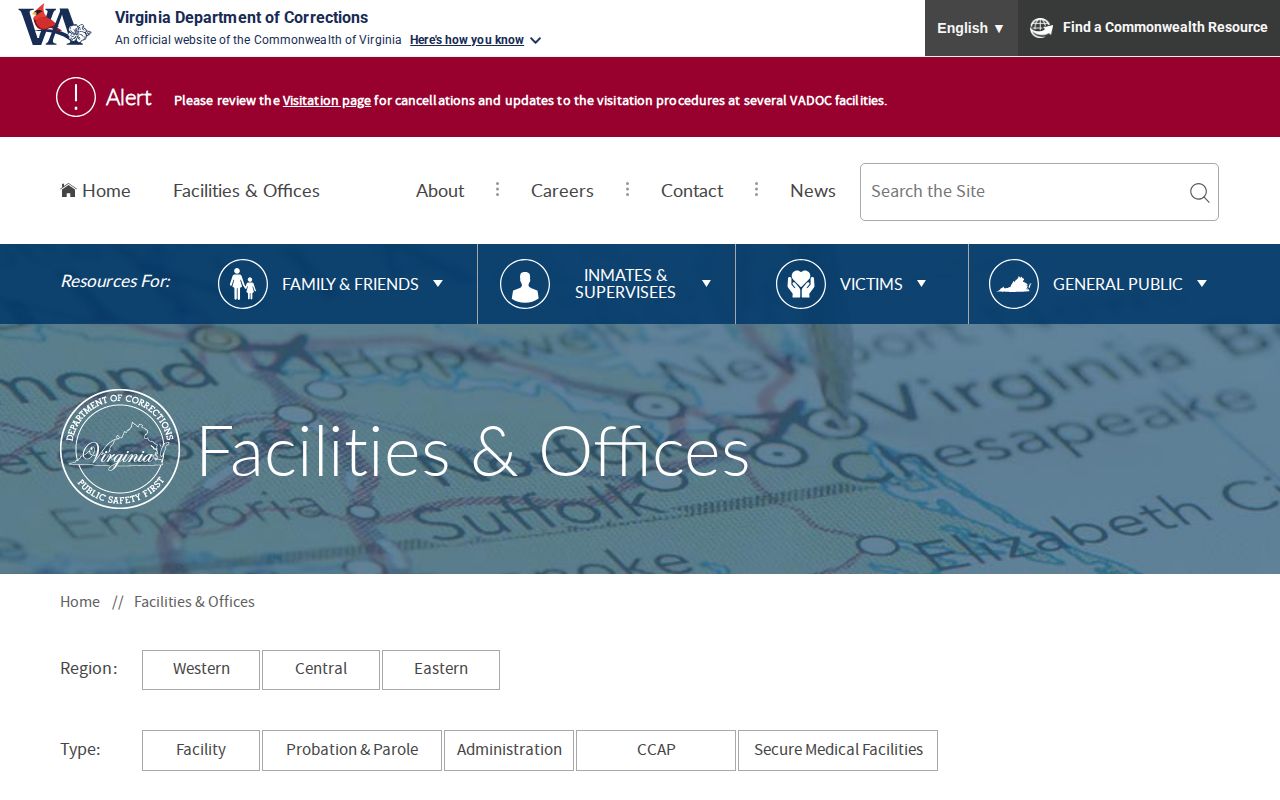 Wallens Ridge State Prison in the VADOC Wise County facilities directory